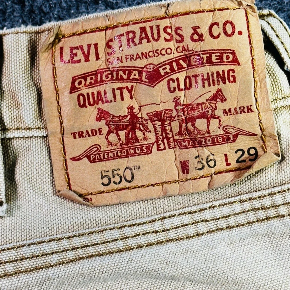 Levis 550 Double Knee Canvas Jeans Men 36x29 Brown Carpenter Relaxed Vintage Y2K